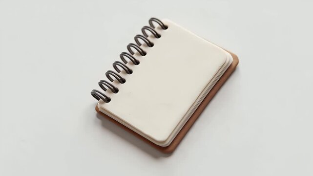 Blank spiral notebook on white surface ready for notes  