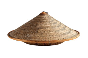 Traditional conical woven straw hat