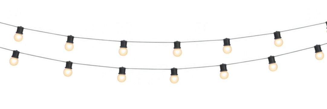 Two strings of oval shaped christmas lights isolated on transparent background - Powered by Adobe