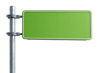 Obraz premium Empty light-green road sign mounted on a metal post