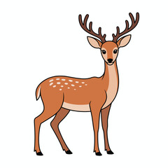 Fototapeta premium Cartoon illustration of a majestic male deer with antlers