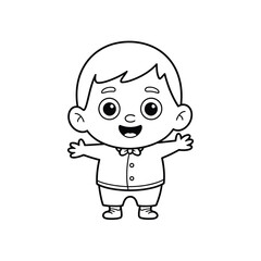 Happy cartoon boy with open arms ready for a hug
