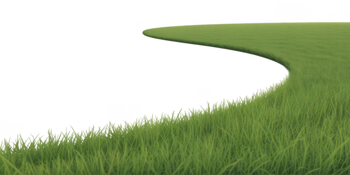 Curving green grass edge isolated on transparent background