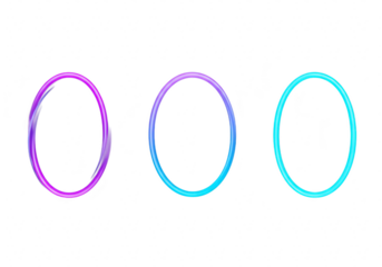 Three colorful oval shapes with gradient colors from purple to pink and blue to cyan, isolated on a transparent background