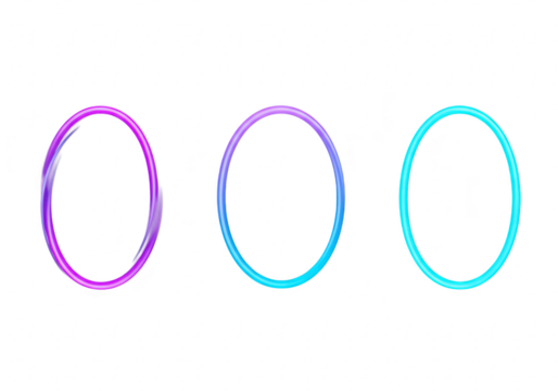 Three colorful oval shapes with gradient colors from purple to pink and blue to cyan, isolated on a transparent background