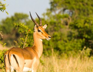 Impala facing right in savanna