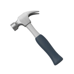 A metal claw hammer with a textured dark gray handle isolated on transparent background