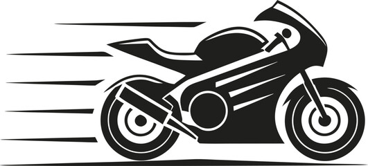 Black silhouette of a sport motorcycle in motion on a light background sport bike racing