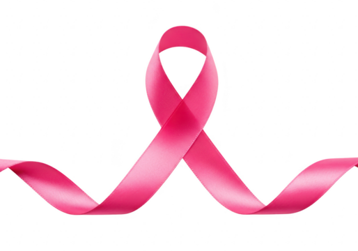 Pink ribbon symbol for breast cancer awareness isolated on transparent background