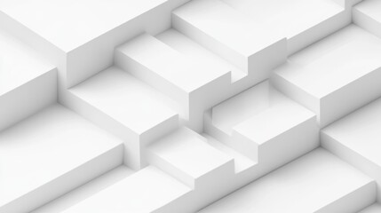 Abstract white architectural design with geometric shapes creating depth and texture