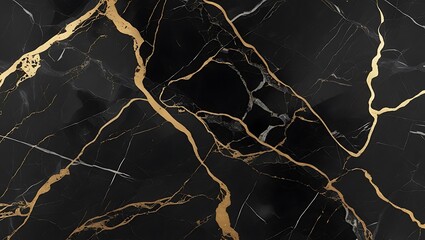 Luxury Black Marble Texture with Gold Veins &ndash; High-Resolution Elegant Stone Background