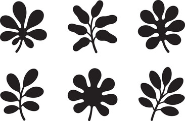 Fototapeta premium Black botanical leaf silhouettes leaves plant