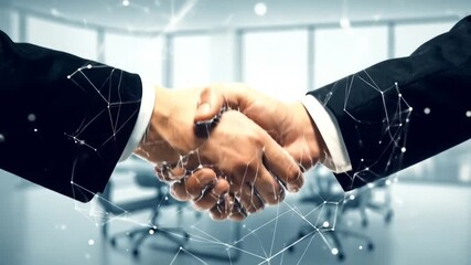 Business handshake with network connection visual, collaboration and teamwork illustration, - Powered by Adobe