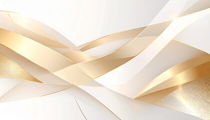 Abstract wave background with golden ribbon blue vector design and futuristic curved pattern wallpaper