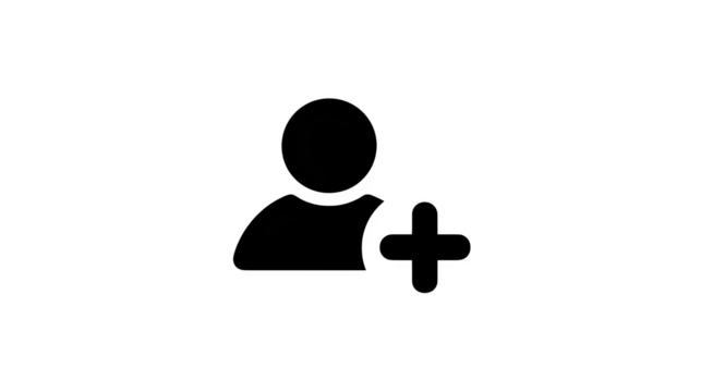 Follow icon with user head and shoulders and plus badge, silhouette style,