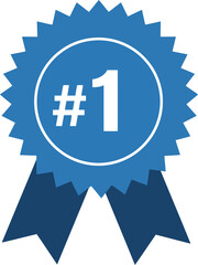 Obraz premium Blue 1 ribbon award badge