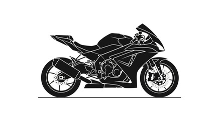 Obraz premium Black Silhouette of a Modern Sportbike Motorcycle.