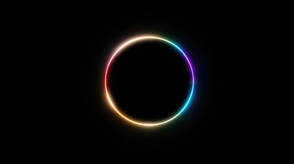Colorful glowing circle design on a dark background.