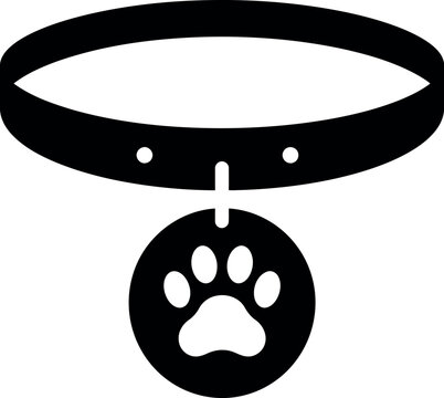 Dog collar with paw print tag icon