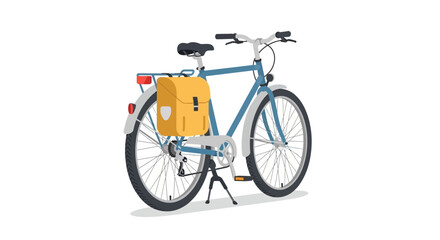 Naklejka premium Classic Blue Bicycle with Yellow Panniers and Kickstand.
