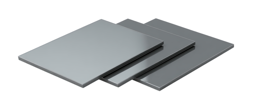 Stacked gray metal sheets
