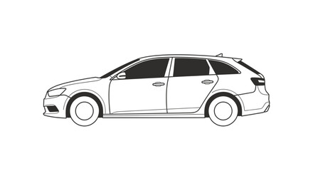 Fototapeta premium Line Drawing of a Modern Station Wagon Car.