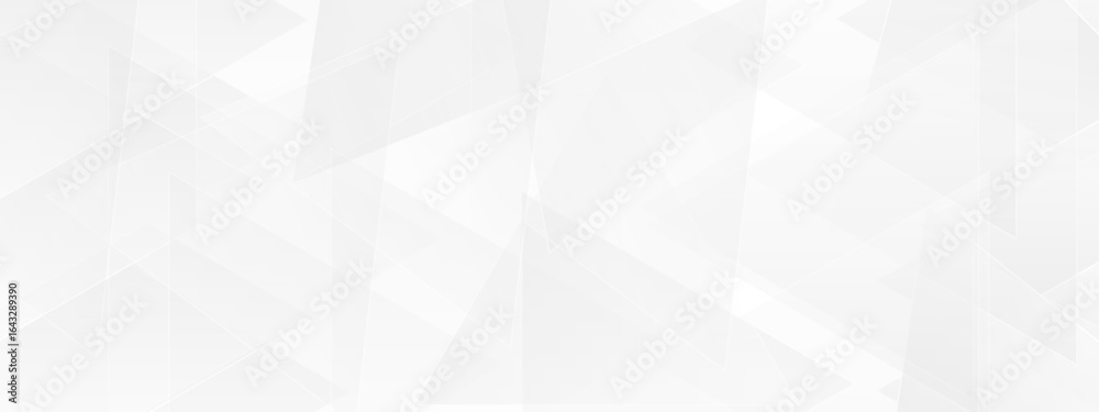 Wall mural white and gray overlap triangle geometric technology pattern. minimal rectangle randomly arranged wh