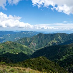 Naklejka premium Mountain vista under a blue sky