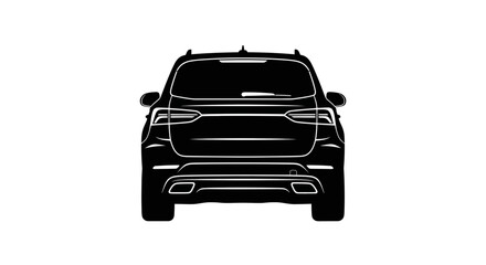 Rear View Silhouette of a Modern SUV Vehicle.