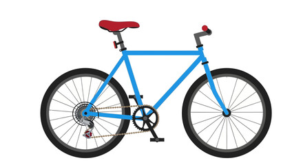 Fototapeta premium Stylish Light Blue SingleSpeed Bicycle with Red Saddle.