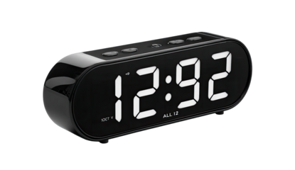 Black digital alarm clock with large display