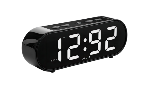 Black digital alarm clock with large display