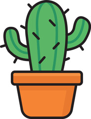 Cactus in a Pot, Desert Plant Clean Illustration, USA Mexican Dry Plantation