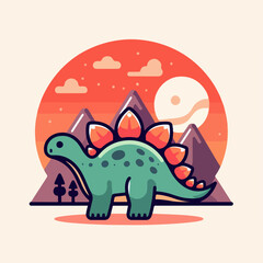 cute stegosaurus dinosaur illustration 