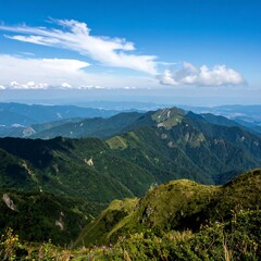 Naklejka premium Mountain vista with lush green slopes