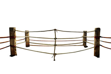 Vintage boxing ring isolated on transparent background, showcasing the classic arena for combat sports, a symbol of strength, competition, and athletic prowess