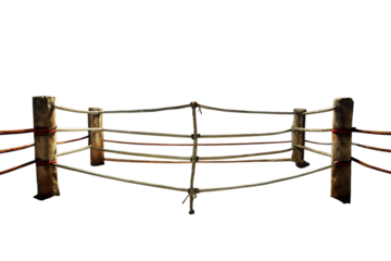Vintage boxing ring isolated on transparent background, showcasing the classic arena for combat sports, a symbol of strength, competition, and athletic prowess