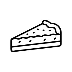 Minimalist Black and White Outline Cheesecake Slice Icon for Dessert and Café Themes