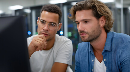 Fototapeta premium Professional Programmers Discuss Blockchain Network Architecture