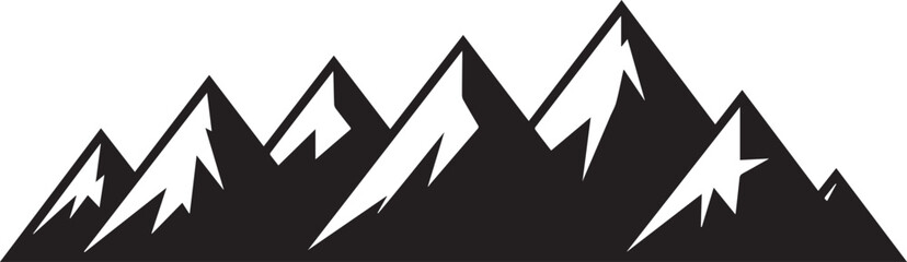 Jagged black mountain range peaks mountains white