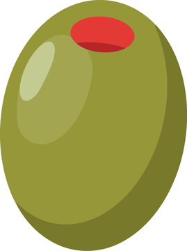 Green olive with red pimento isolated