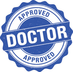 Doctor approved stamp blue medical seal