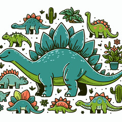 cute stegosaurus dinosaur illustration 
