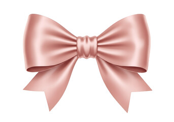 Elegant rose gold satin ribbon bow isolated on transparent background, perfect for gifts, celebrations, and luxury designs