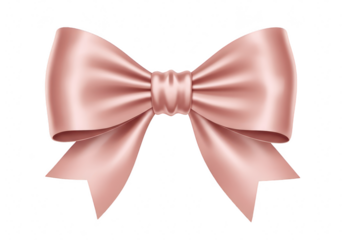 Elegant rose gold satin ribbon bow isolated on transparent background, perfect for gifts, celebrations, and luxury designs