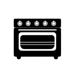 Obraz premium Black kitchen oven with control knobs, showcasing a modern design and sleek appearance in a minimalistic style