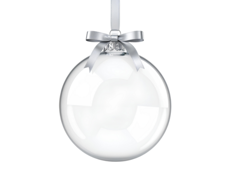 christmas ball bauble glossy transparent glass blank christmas silver hanging from to isolated on transparent background. - Powered by Adobe
