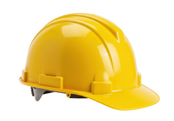 Fototapeta premium Yellow hard hat isolated on transparent background, essential safety equipment for construction workers and industrial sites, providing head protection