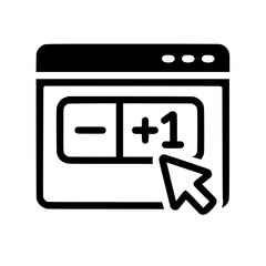 Fototapeta premium Counter Interface Icon – Minimalist Web UI Element with +1 Button and Cursor Interaction