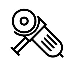 Circular Saw Icon – Minimalist Power Tool Silhouette with Round Blade, Handle, and Safety Guard